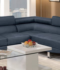 Dark Blue Color Sectional Living Room Furniture Linen Like Fabric Adjustable Headrest Right Facing Chaise & Left Facing Sofa Dark Blue Linen Primary Living Space Classic,Contemporary,Modern L Shaped Pine Pillow Top Arms Metal 5 Seat