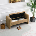 Modern Teddy Bed End Bench With Arms And Storage,Upholstered Large Foot Rest Stool, Comfy Window Vanity Bench For Living Room,Bedroom,Dorm,Coffee Table,Teddy Coffee Coffee Modern Storage Wood