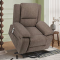 Electric Power Recliner Chair With Massage For Elderly ,Remote Control Multi Function Lifting, Timing, Cushion Heating Chair With Side Pocket Brown Brown Power Remote Metal Primary Living Space American Design Cat Scratch Fabric