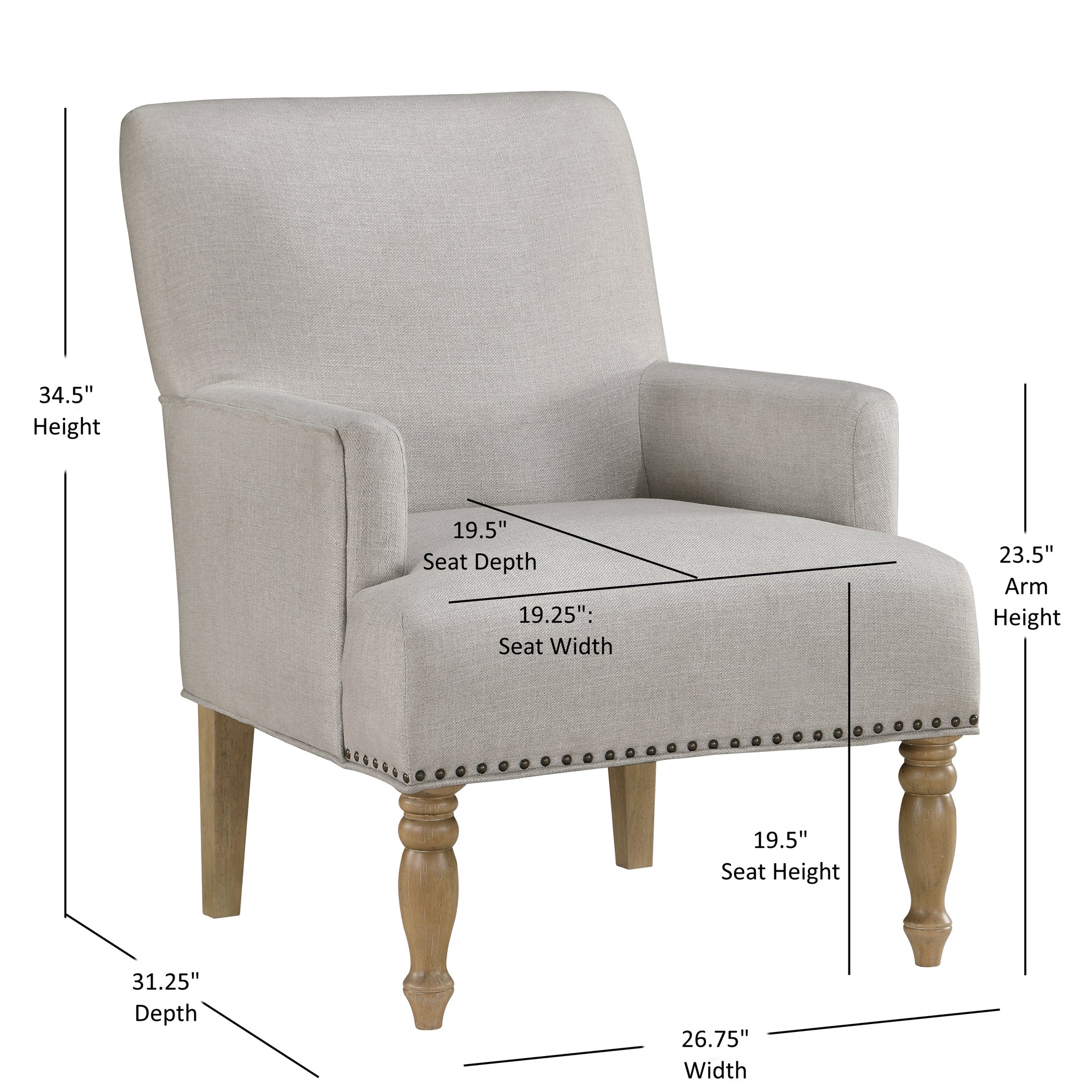 Alice Beige Arm Chair Beige Foam Upholstered