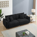 86.6 Inch Teddy Fleece Black Sofa With Four Throw Pillows Hardware Feet Can Be Placed In The Apartment Bedroom To Sit Comfortably Without Taking Up Space Black Fabric 2 Seat