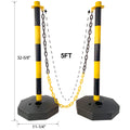 12 Pack Traffic Delineator Post Cones With Fillable Base, Adjustable Plastic Safety Barrier With 5Ft Plastic Chain, Outdoor And Indoor Crowd Control Stanchion For Traffic Control And Warning Y B Yellow Black Plastic