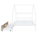 Full Size Metal House Bed With Two Drawers, White Full White Metal