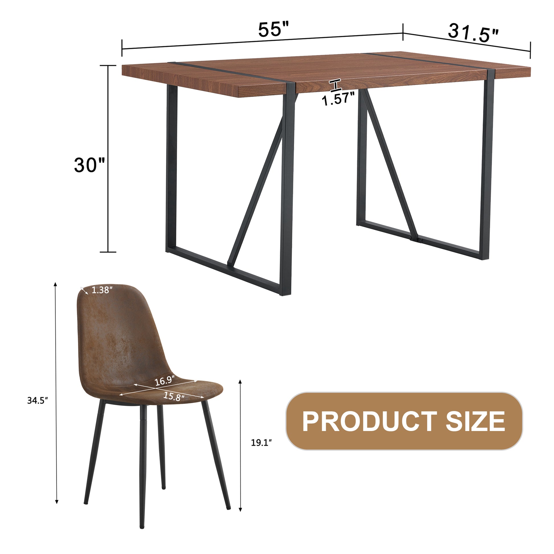 Table And Chair Set. A Minimalist Retro Rectangular Dining Table With A Specially Textured Top And Black Metal Legs, Paired With 4 Soft Chairs And Black Metal Legs, Showcases A Beautiful Home Style.