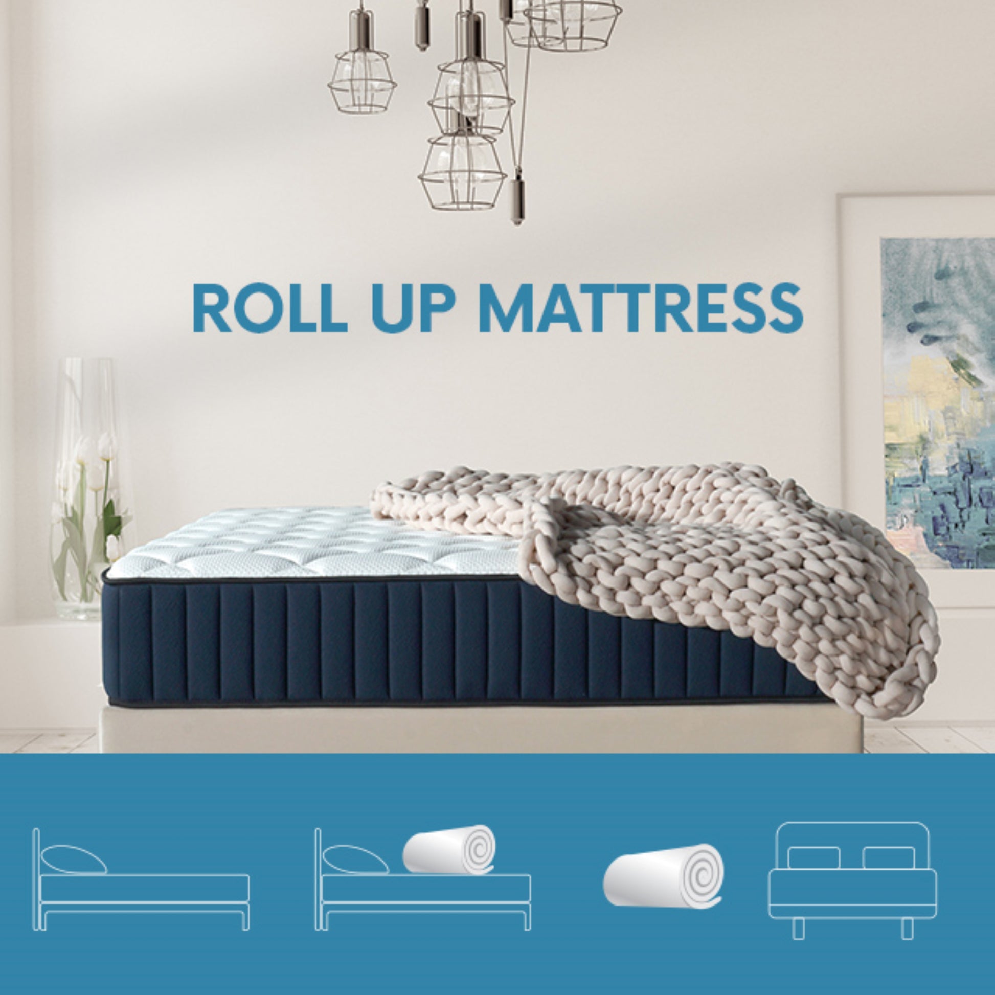 Twin Xl Size Serenity 12" Medium Tight Top Cooling Gel Memory Edge Support Pocket Spring Premium Hybrid Mattress White Black Blue Polyester Foam Spring Twin Xl