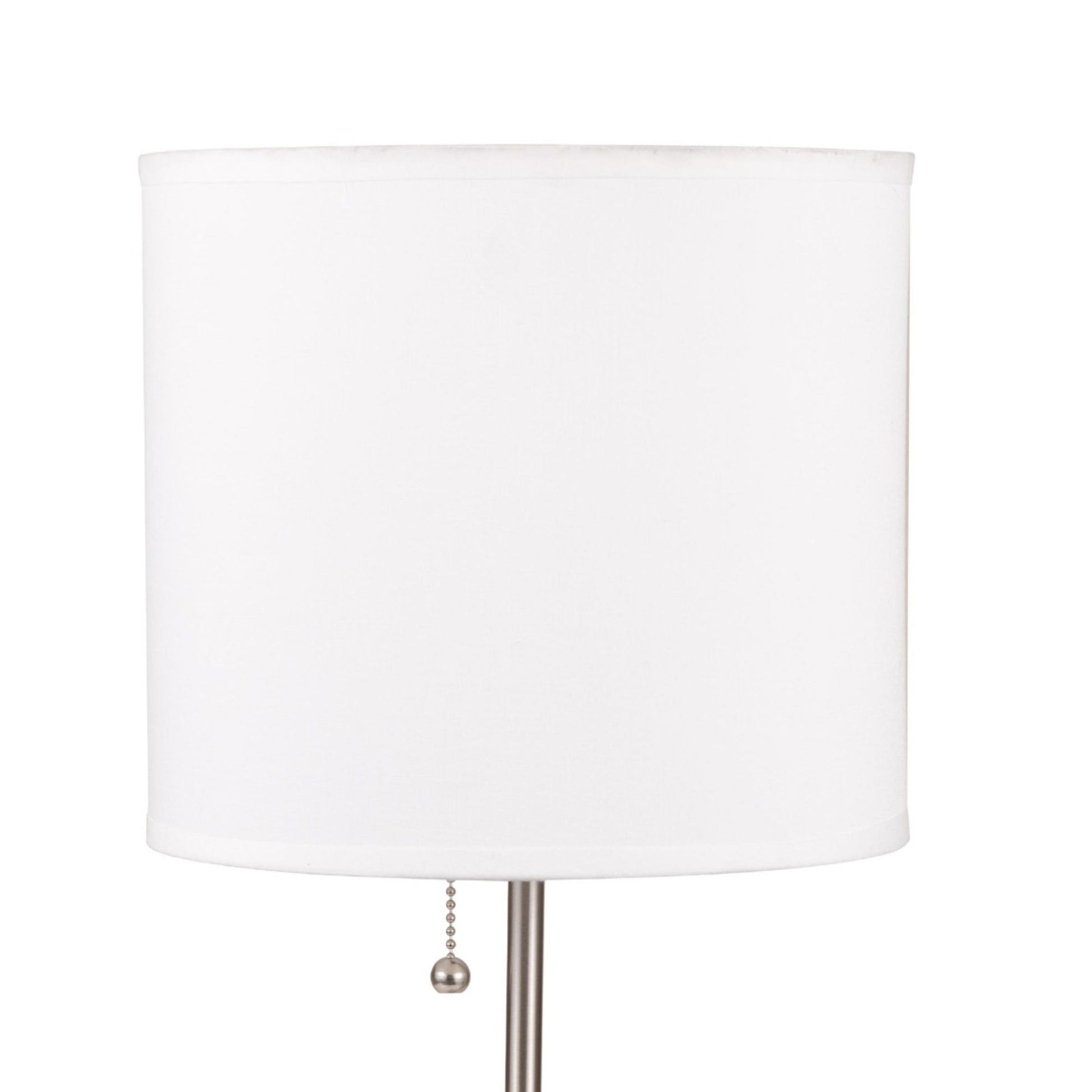 19" Tall Metal Table Lamp With Silver Finish, White Shade Multicolor Metal