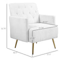 Homcom Modern Sherpa Accent Chair With Tufted Pattern And Steel Legs, White White Polyester
