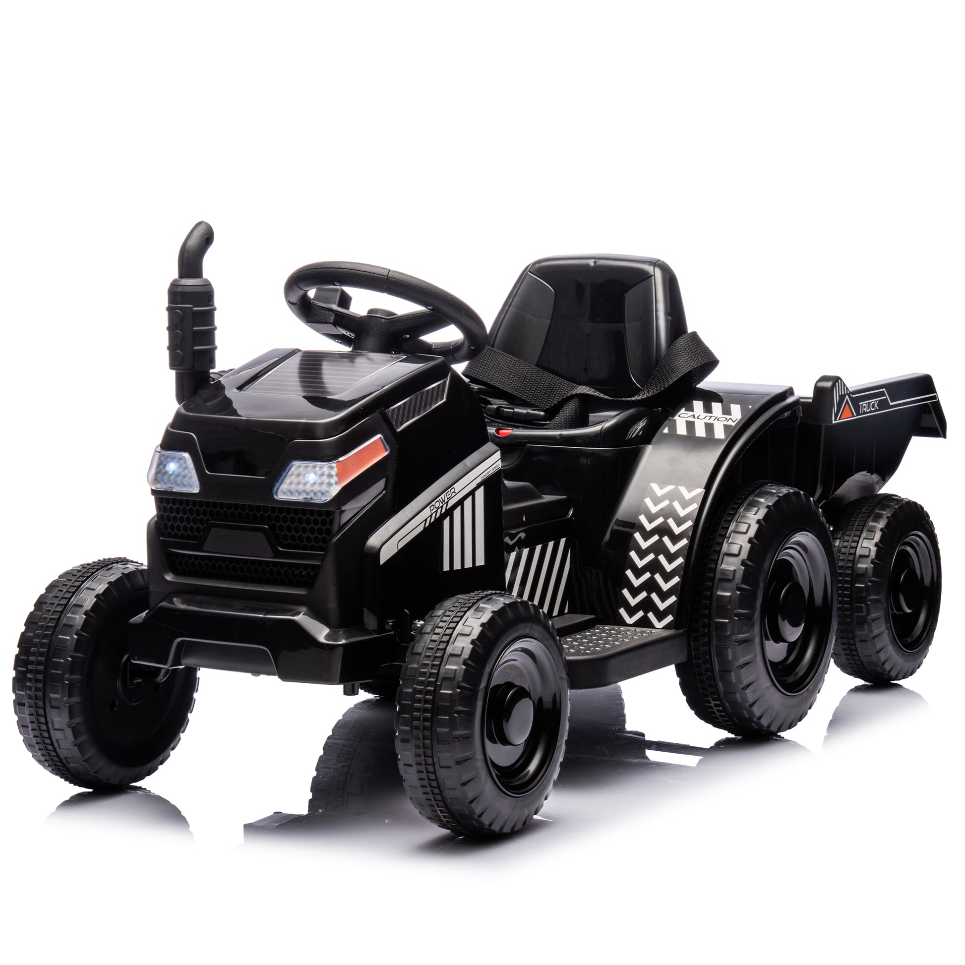 12V Kids Ride On Electric Tractor Black Knight,Kids Ride On Toy.2Wd,Non Skid Tires, Steering Wheel, Foot Pedal,With Removable Storage Tug,Light,Bluetooth,Music,Mp3,Usb,Power Display For Kids Aged 2 3. Black 50 99 Lbs Polypropylene