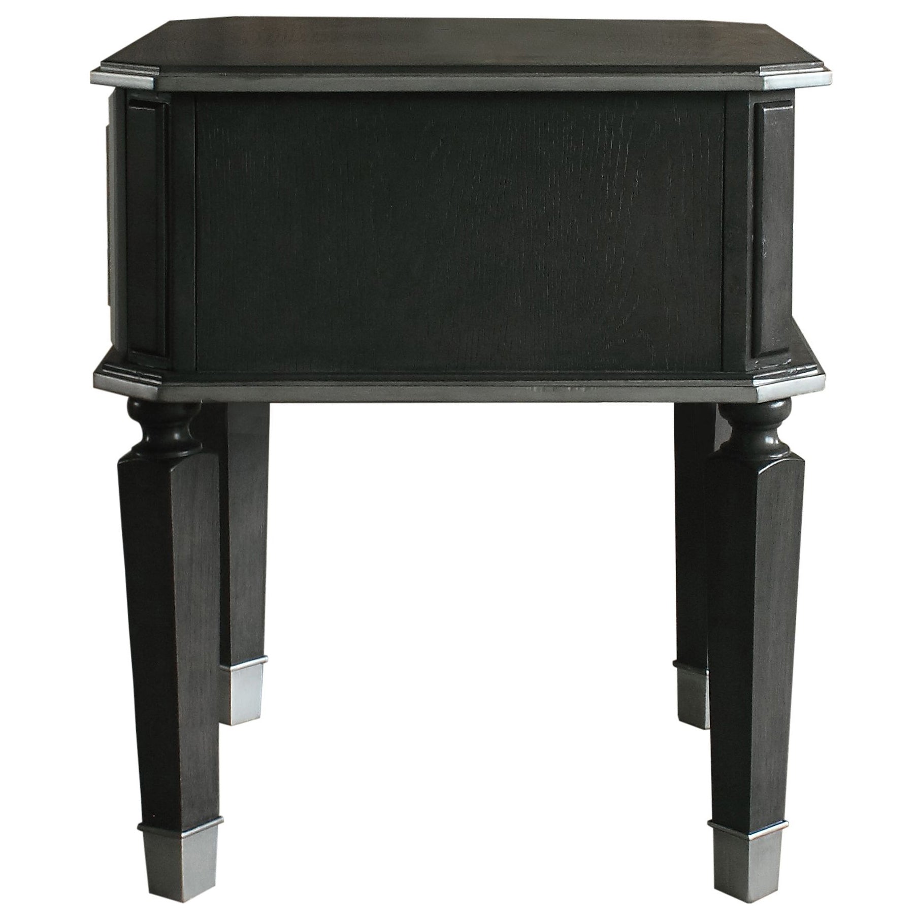 Charcoal And Light Grey End Table With 1 Drawer Charcoal Grey Primary Living Space Modern Drawers Wood