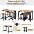 5 Piece Compact Bar Table Set With Table And Stools Modern Industrial Design, Space Saving Furniture For Dining Room And Breakfast Nook Brown Brown Mdf Steel