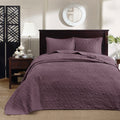 Reversible Bedspread Set Purple King Purple Cotton