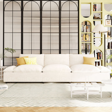 119.5'' 3 Seater Sofa With 2 Storage Unitsfor Living Room, Office, Apartment Beige Polyester 3 Seat