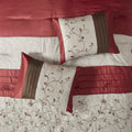 Embroidered 7 Piece Comforter Set Red Queen Queen Red Polyester