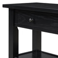 Retro Console Table With Drawer And Two Sturdy Shelves For Entryway, Living Room Black Black Mdf,Rubber Wood