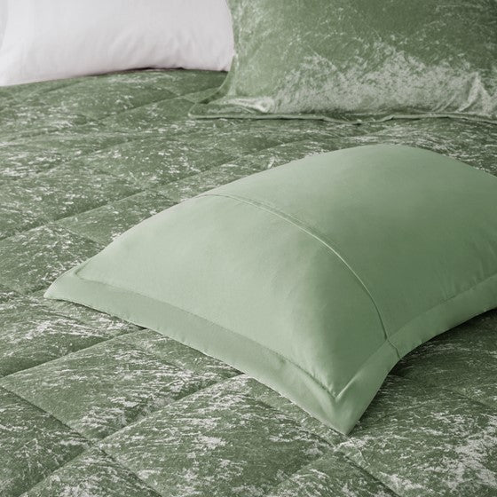 4 Pcs Velvet Comforter Set With Throw Pillow Twin Twin Xl Twin Green Polyester