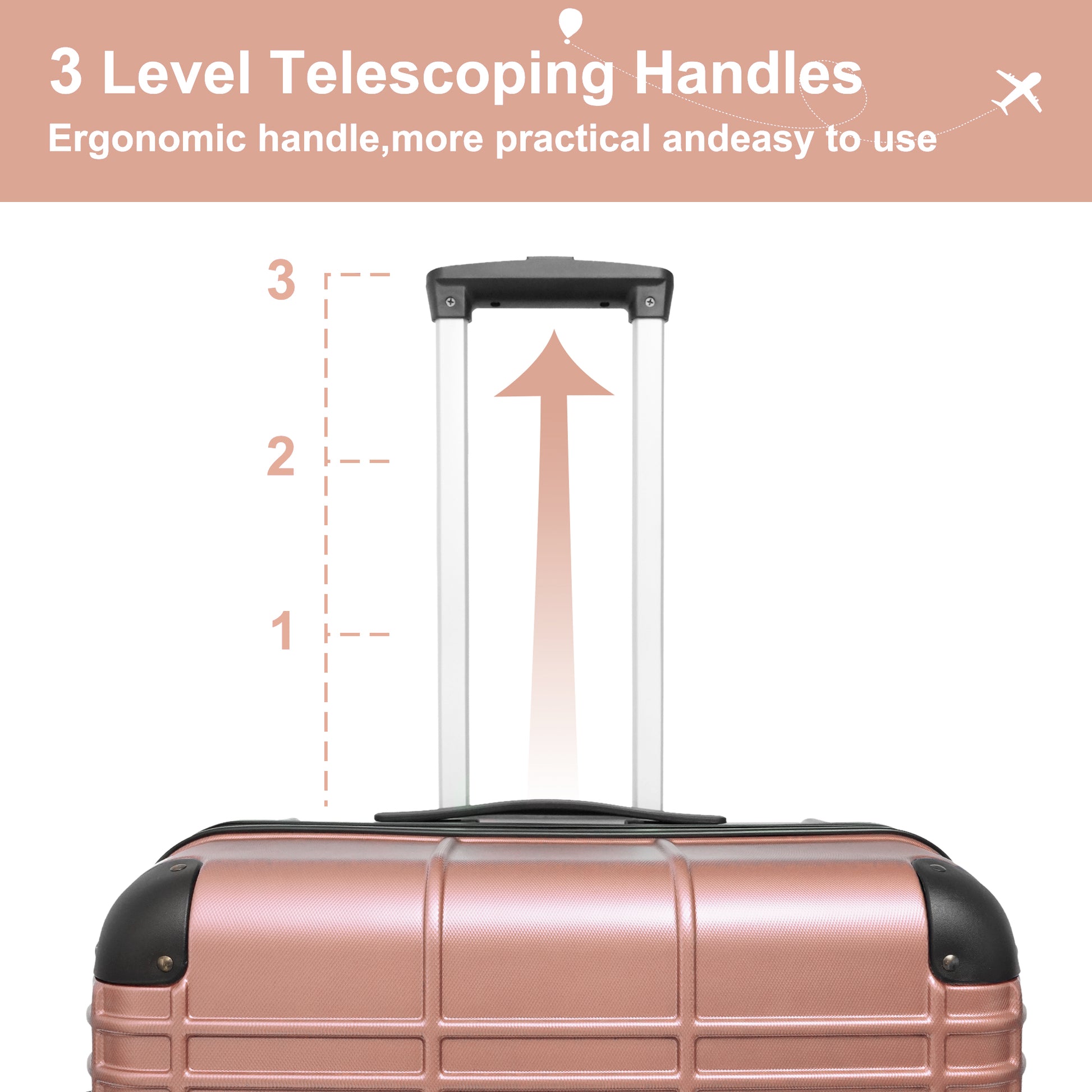 Luggage Sets Abs Pc Hardshell 4Pcs Luggage Hardside Lightweight Durable Suitcase Sets Spinner Wheels Suitcase With Tsa Lock 12 20 24 28 ,Rose Gold Rose Gold Abs Pc