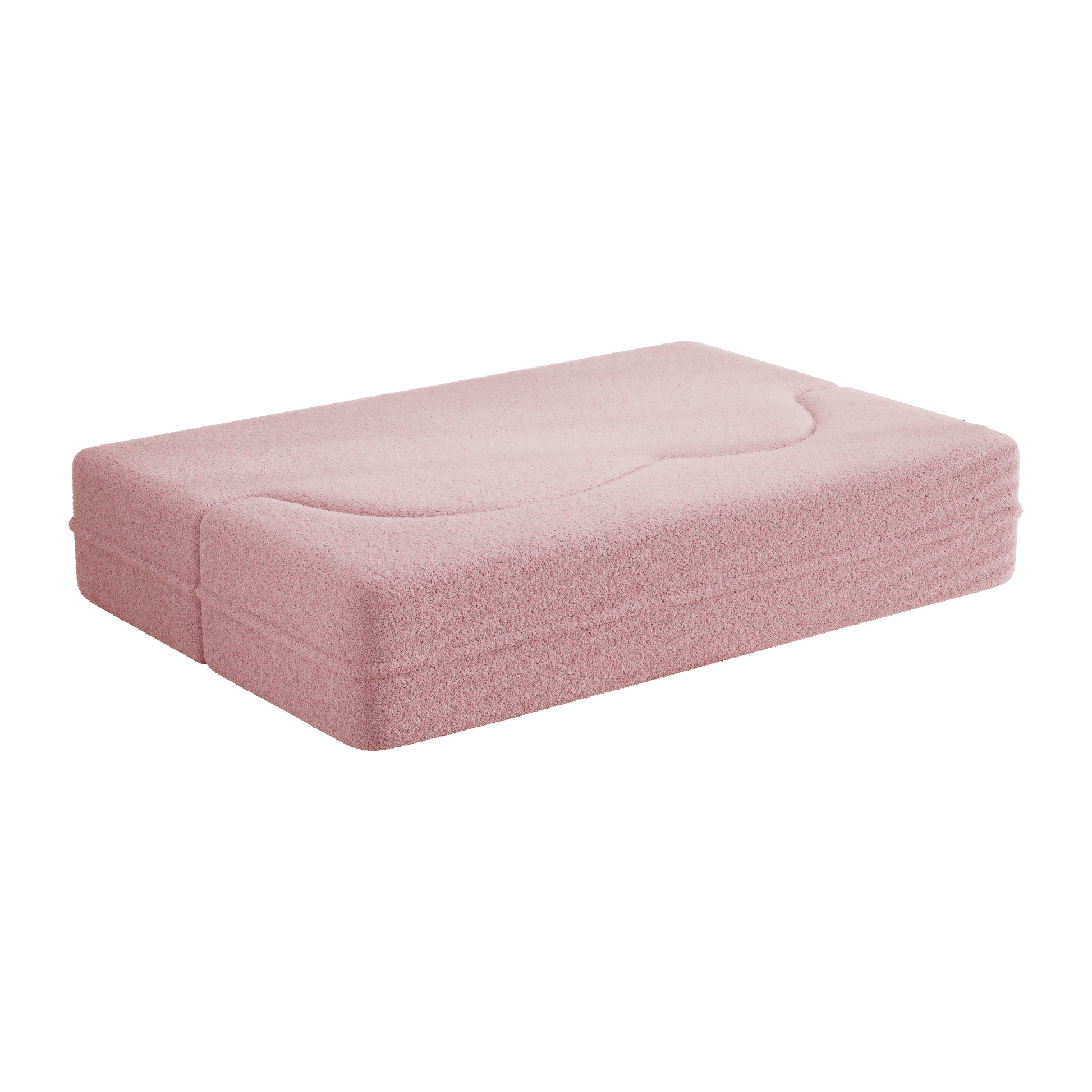 Modern Floor Sofa With 2 Pillows,Convertible Teddy Fabric Foam Filled Sleeper Sofa Bed,15" Full Size Folding Mattress For Living Room, Guest Bed, Playroom,No Assembly Required,Pink Pink Foam Spring 2 Seat