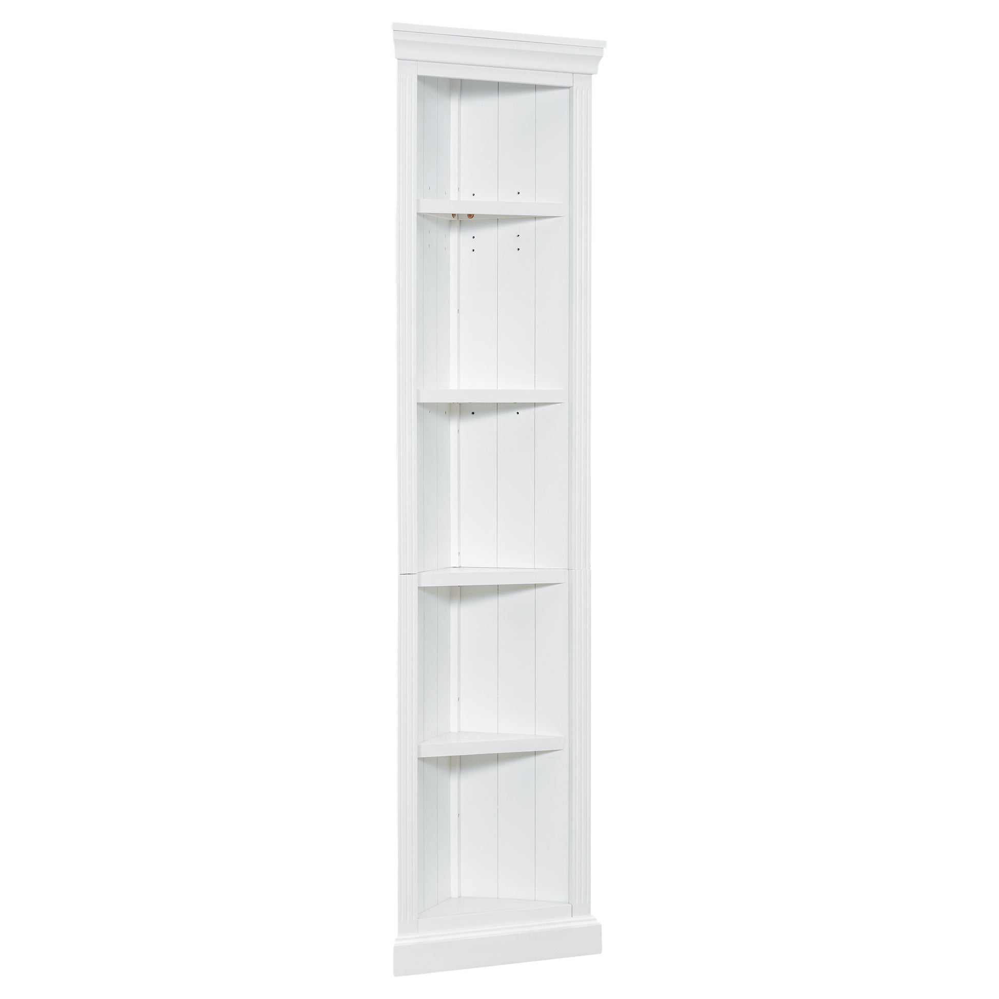 83.4" Tall Wood Bookcase With Two Corner Shelf Suite,5 Tier Home Decor Bookshelves Suite With Adjustable Storage Shelves,Free Standing Storage Shelves Suite For Living Room,Home Office,White White