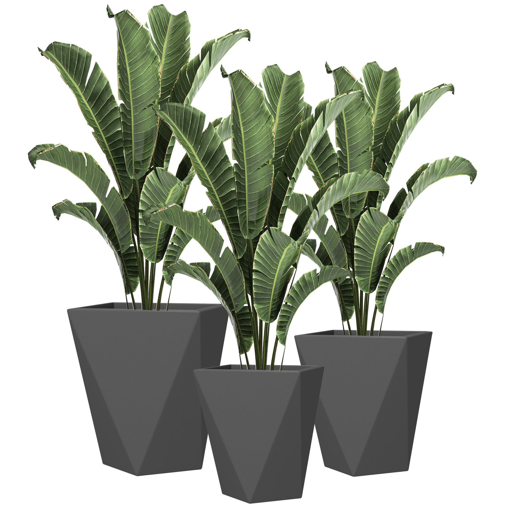 18 pots for plants Outsunny Set Of 3 Tall Planters, 18", 15.25", 11.75", Mgo Indoor Outdo