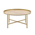 Oak And Gold Coffee Table With Tray Top Oak Primary Living Space Modern Round Wood Metal
