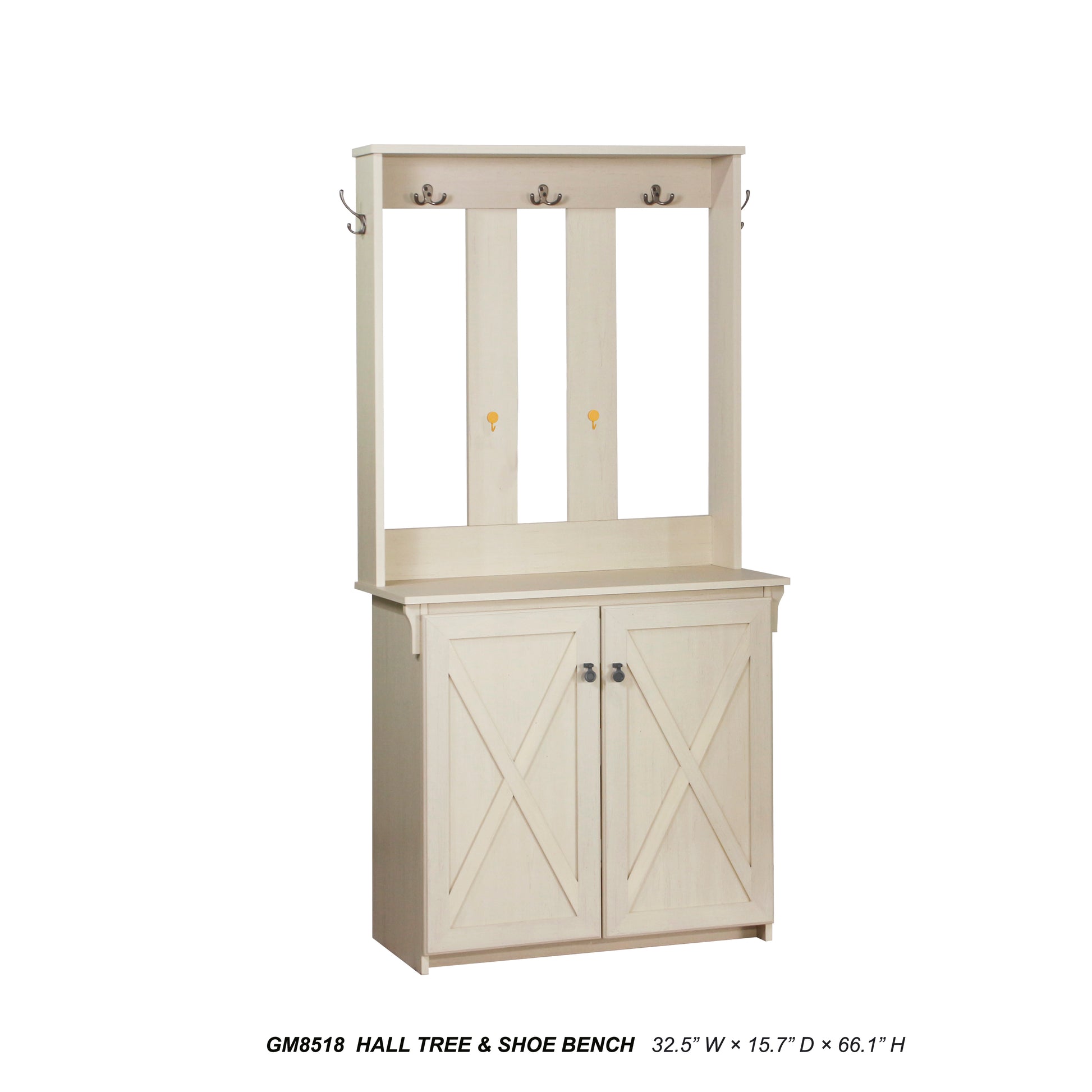 Hall Tree & Cabinet Timeless Antique White Hall Tree With Storage And Hooks Classic Entryway Organizer White Solid Wood