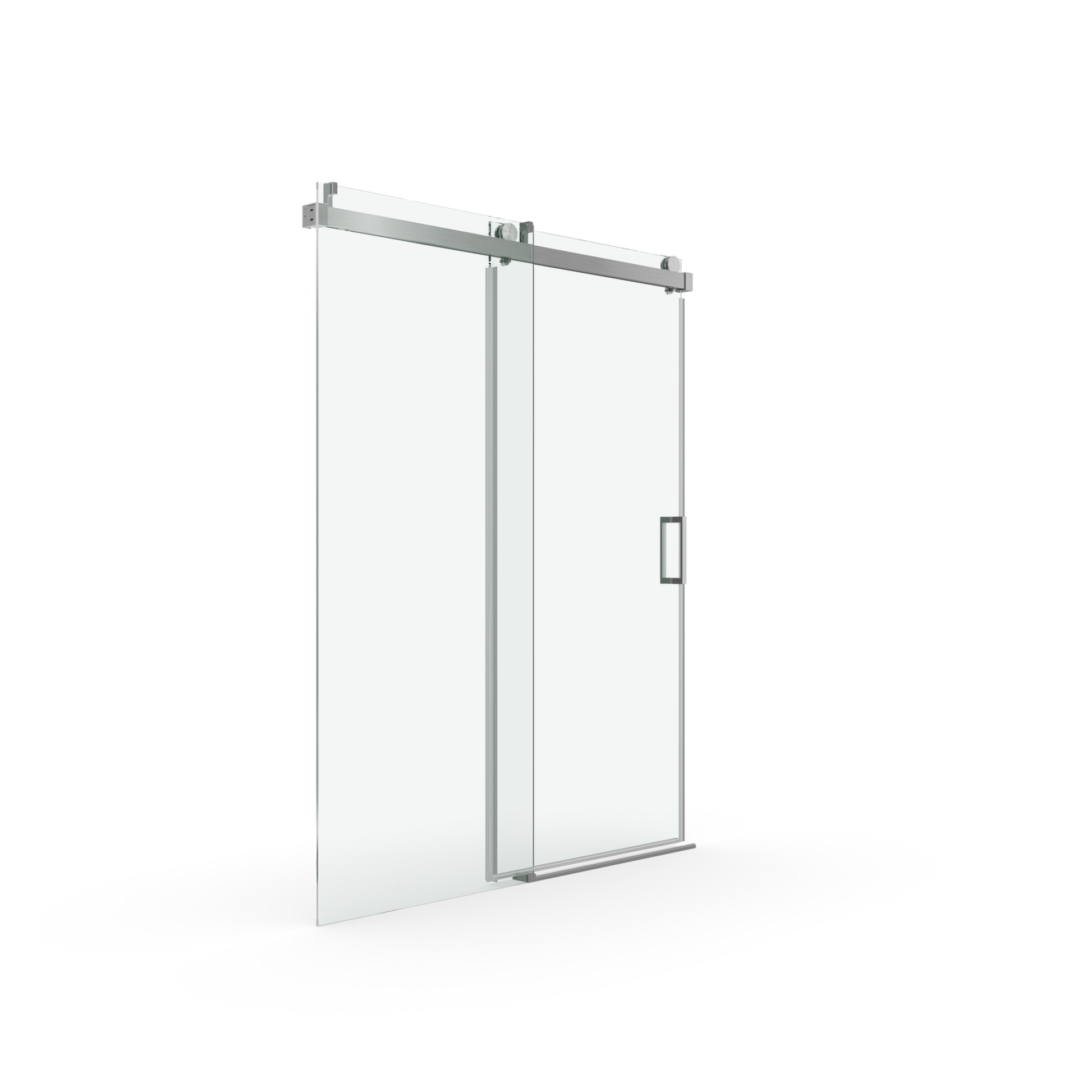 56" 60" W x 76" H Frameless Soft closing Single brushed nickel-bathroom-tempered glass