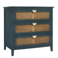 3 Drawer Cabinet,Natural Rattan,American Furniture,Suitable For Bedroom, Living Room, Study Green Mdf