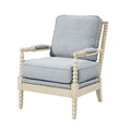 Accent Arm Chair Ivory Grey Wood Fabric