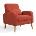 Mid Century Modern Accent Chair, Upholstered Armchair Living Room Chair, Comfy Single Sofa Chair With Metal Legs, Polyester Fabric Chair For Living Room Bedroom Red Sherpa