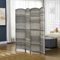 Homcom 4 Panel Room Divider, 6' Tall Folding Privacy Screen, Hand Woven Freestanding Wood Partition For Home Office, Bedroom, Mixed Gray Gray Polypropylene