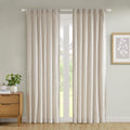 Clipped Jacquard Light Filtering Rod Pocket Back Tab Single Curtain Panel Only 1 Pc Panel Natural Polyester