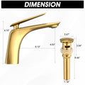 Single Hole Bathroom Sink Faucet With Pop Up Drain And Water Supply Hose, Single Handle Bathroom Faucet One Brushed Gold Bathroom 1 Hole Faucets Brass