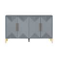 Unique Features Of A Four Door Cabinet With Two Tone Triangular Pattern Doors, Suitable For Entryway, Hallway, Living Room 3 4 Spaces Grey Primary Living Space Adjustable Shelves Artsy,Contemporary Mdf