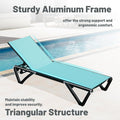 Outdoor Lounge Chair, Aluminum Plastic Patio Chaise Lounge With Side Table & 5 Position Adjustable Backrest & Wheels, All Weather Reclining Chair For Outside Beach Poolside Lawn, Lake Blue Lake Blue Aluminum