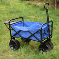 Folding Wagon Garden Shopping Beach Cart Blue Blue Metal