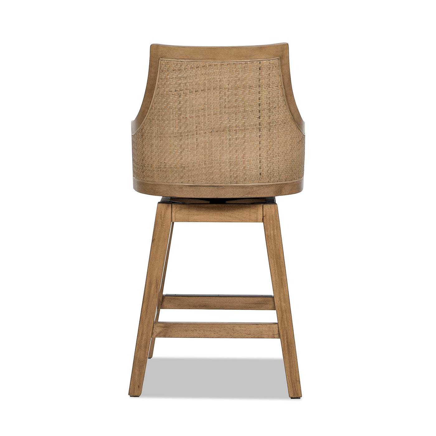 Bahama 26" Cane Rattan High Back Swivel Counter Stool With Recessed Arms, Taupe Beige Textured Weave Beige Foam Wood Fabric Rattan