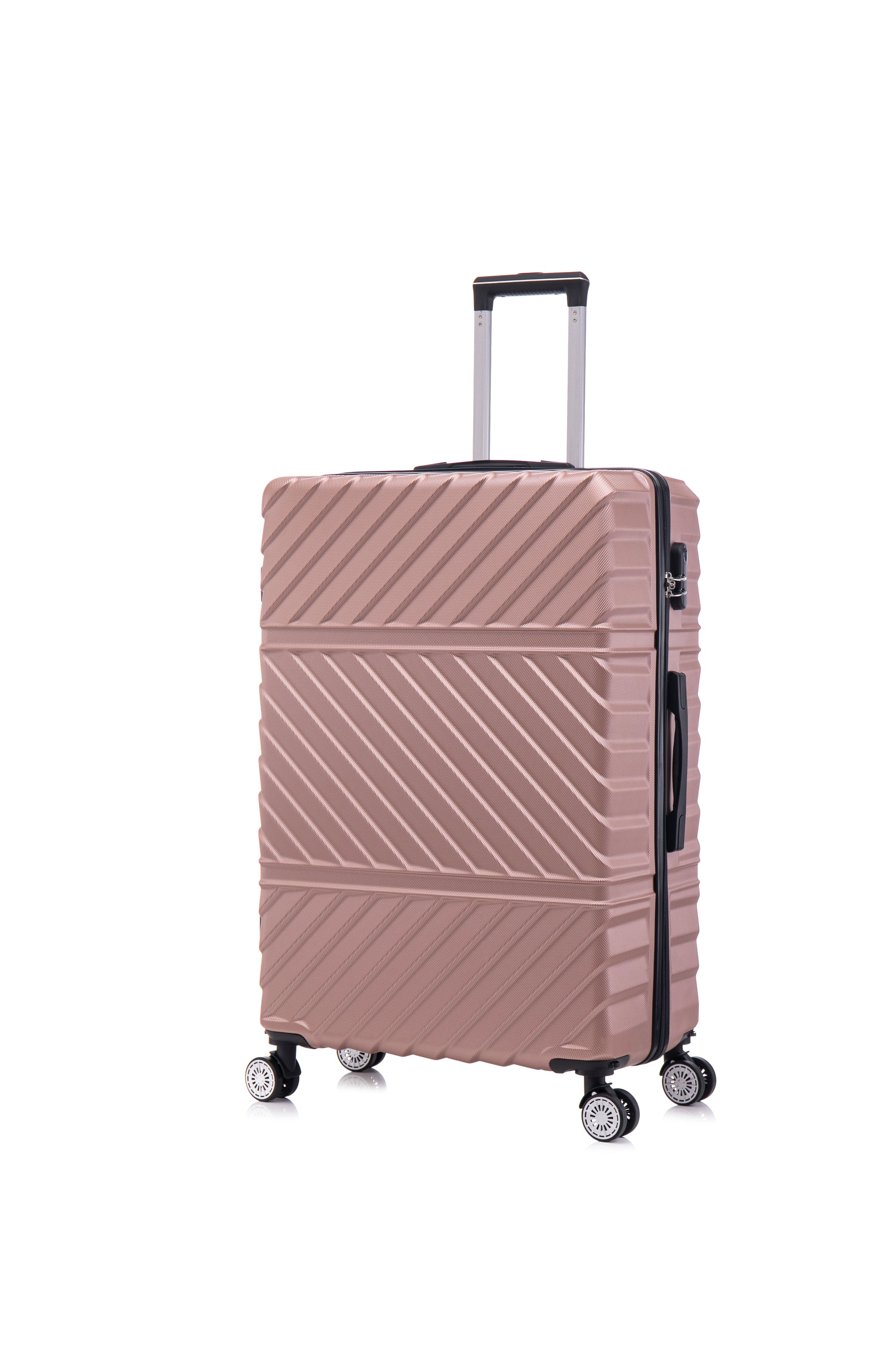 3 Piece Travel Lightweight Suitcase With Wheels, Password Lock, Business And Travel Carry On Luggage, Rose Gold 20 Inches 24 Inches 28 Inches Rose Gold Abs