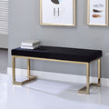 Black And Champagne Bench With C Metal Base Black Gold Bedroom Black Modern Fabric Metal