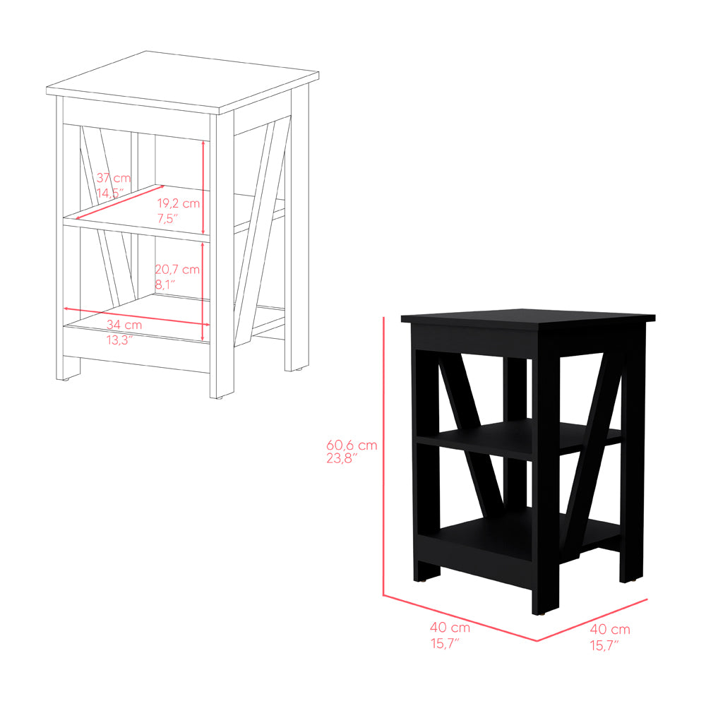 Side Table Rossville, Living Room, Black Black Particle Board Engineered Wood