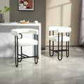 Coolmore Bar Stools Set Of 2, Modern Bar Stool With Back, Black Metal Frames, Upholstered Bar Stools For Kitchen Island, Pub, Club Beige Chenille Beige Dining Room Foam Chenille