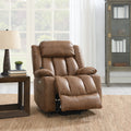 Omarion Power Recliner W Lift, Heating & Massage, Brown Leather Aire Lv02997 Brown Upholstered