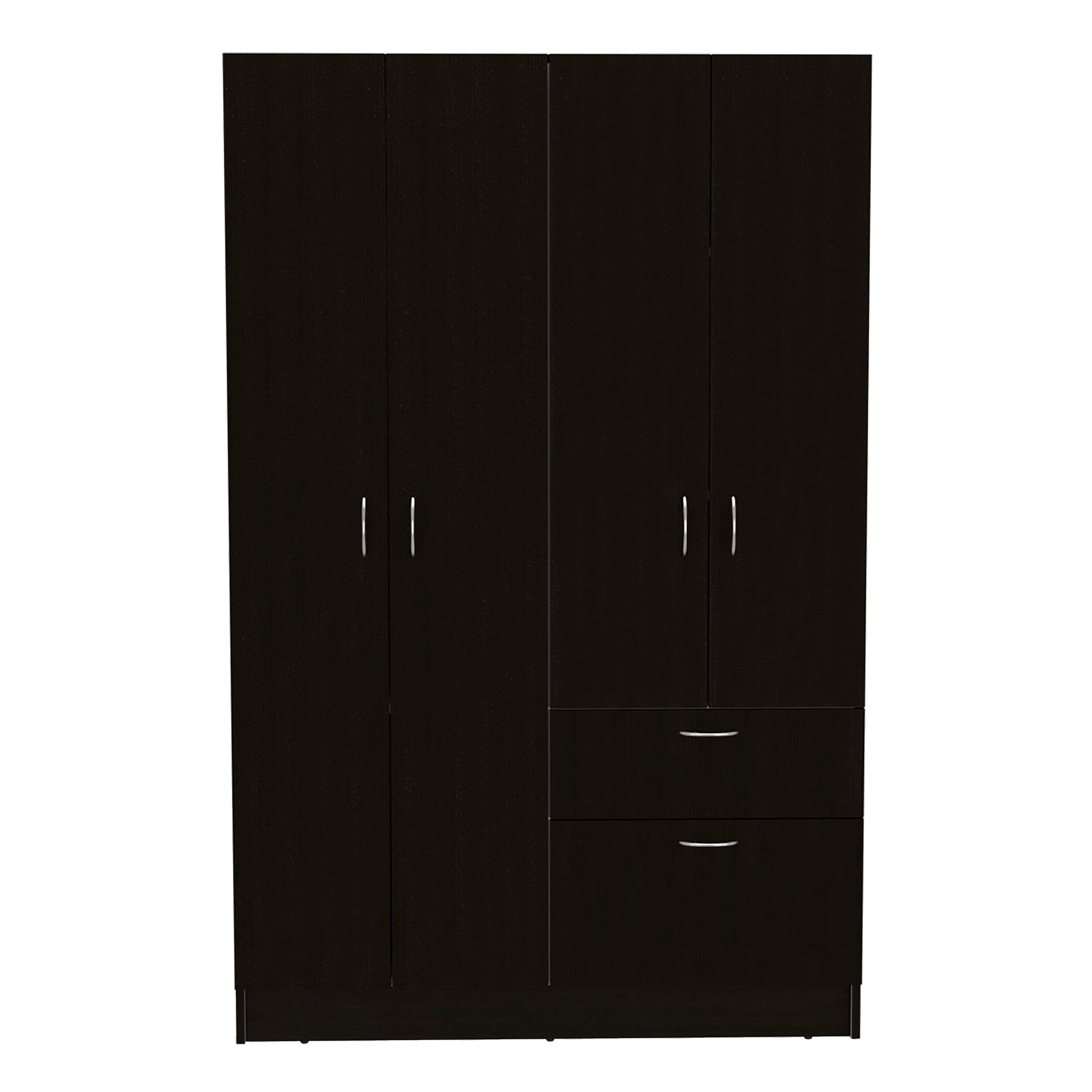 Armoire, Double Door Cabinet, One Drawer, Five Interior Shelves, Rod, Black White Multicolor Solid Wood Mdf Engineered Wood