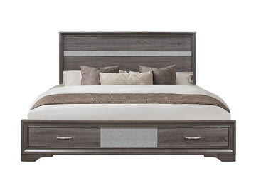 Ryder Sparkle Grey King Bed Gray Solid Wood Mdf