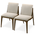 Grivelle Cream Fabric Dining Chair Set Of 2 Solid Brown,Cream Brown Dining Room Foam Wipe Clean Mid Century Modern Dining Chairs Engineered Hardwood 1 Foam Fabric,Solid Wood