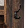 Hall Tree With 6 Hooks And Hinged Lid, Coat Hanger, Entryway Bench, Storage Bench, 3 In 1 Design, 69Inch, For Entrance, Hallway Brown Mdf