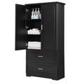 Tall Bathroom Storage Cabinet, Cabinet With Two Doors And Drawers, Adjustable Shelf, Mdf Board, Black Black Mdf