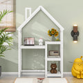 House Shaped Wooden Writing Desk,Kids Study Table,Bookshelf & Toy Storage,White Twin White American Design Pine