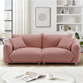 Oversized Loveseat Sofa For Living Room, Sherpa Sofa With Metal Legs, 3 Seater Sofa, Solid Wood Frame Couch With 2 Pillows, For Apartment Office Living Room Pink Pink Wood Primary Living Space Medium Soft Heavy Duty Eucalyptus Foam Fabric 2 Seat