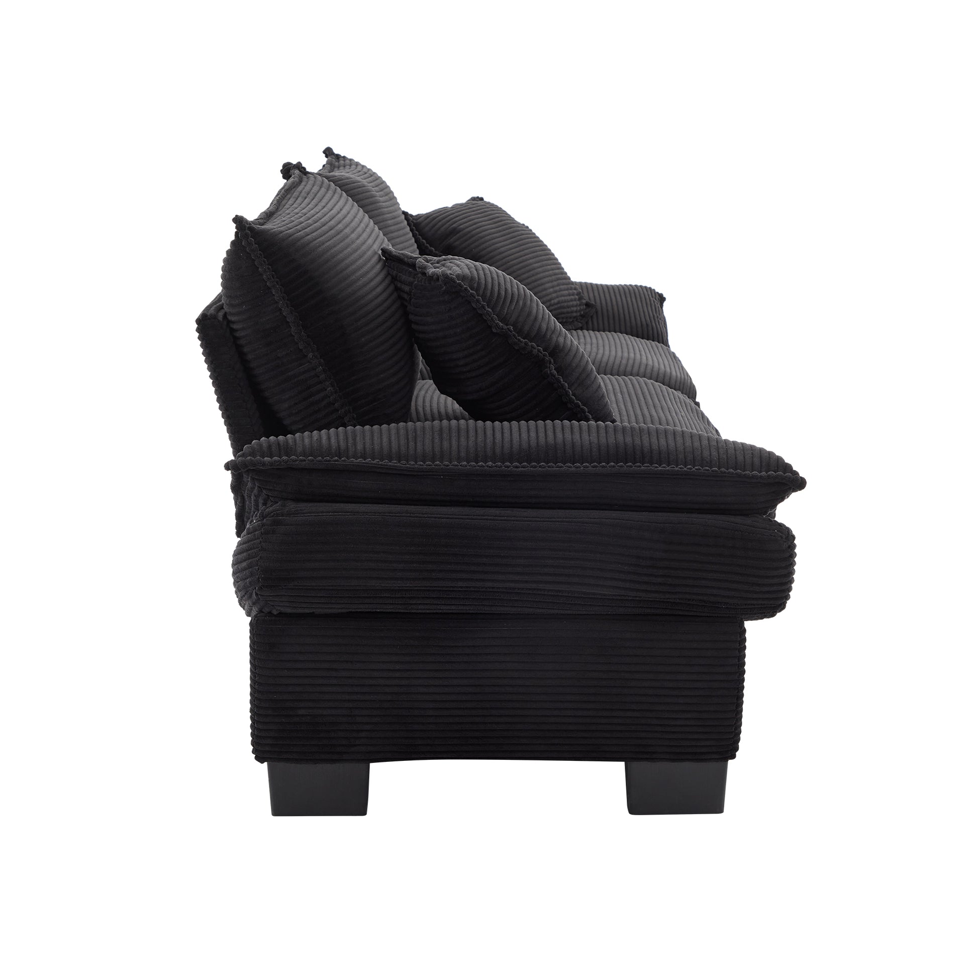 Corduroy Sofa Sleeper Couch Loveseat Sofa With Pillows Comfy Upholstered Deep Seat Sofa For Bedroom,Living Room,Apartment,Office,Dorm Black Corduroy Black Foam Upholstered 2 Seat