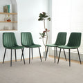 Indoor Green Velvet Dining Chair, Modern Kitchen Dining Chair With Cushion Back, Upholstered Side Chair With Black Coated Metal Legs, Family Kitchen Dining Room And Living Room Set Of 4 Metal Green Velvet